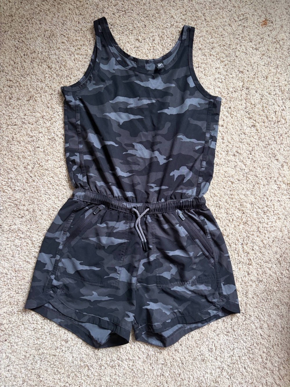 Athleta Black & Gray Camo Girls' Athletic Romper